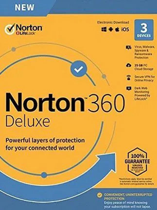 Norton 360 Deluxe Non-Subscription (3 Devices, 1 Year) - NortonLifeLock Key - EUROPE