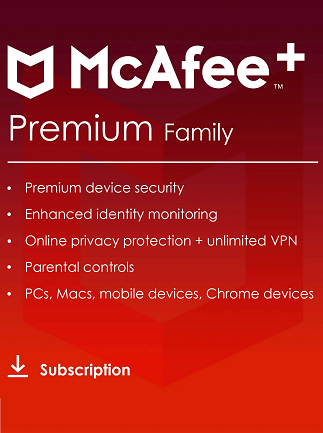 McAfee+ | Premium (PC, Android, IOS) (Family, 1 Year) - McAfee Key - GLOBAL