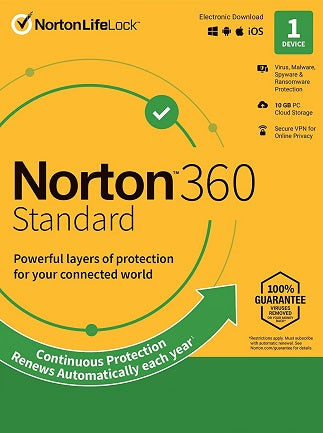 Norton 360 Standard (1 Device, 1 Year) - NortonLifeLock Key - UNITED KINGDOM